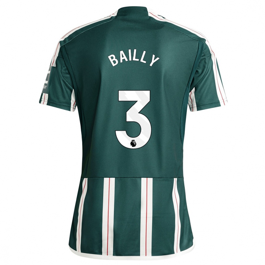 キッズフットボールエリック・バイリー#3濃い緑色アウェイシャツ2023/24ジャージーユニフォーム