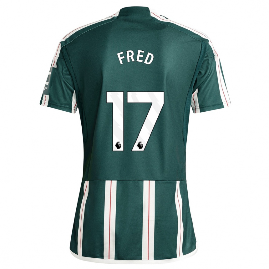 キッズフットボールフレッド#17濃い緑色アウェイシャツ2023/24ジャージーユニフォーム