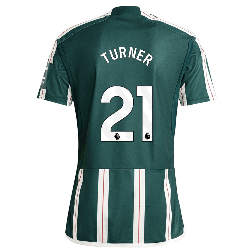 キッズフットボールミリー・ターナー#21濃い緑色アウェイシャツ2023/24ジャージーユニフォーム