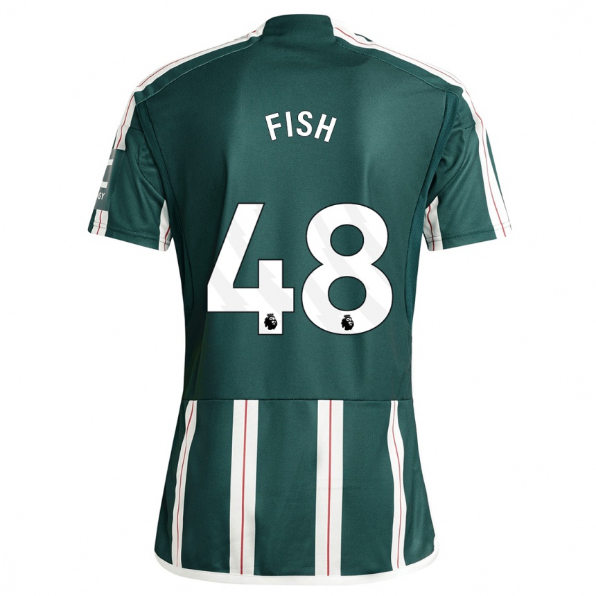 キッズフットボールウィル・フィッシュ#48濃い緑色アウェイシャツ2023/24ジャージーユニフォーム