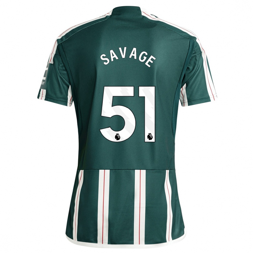 キッズフットボールチャーリー・サヴェージ#51濃い緑色アウェイシャツ2023/24ジャージーユニフォーム