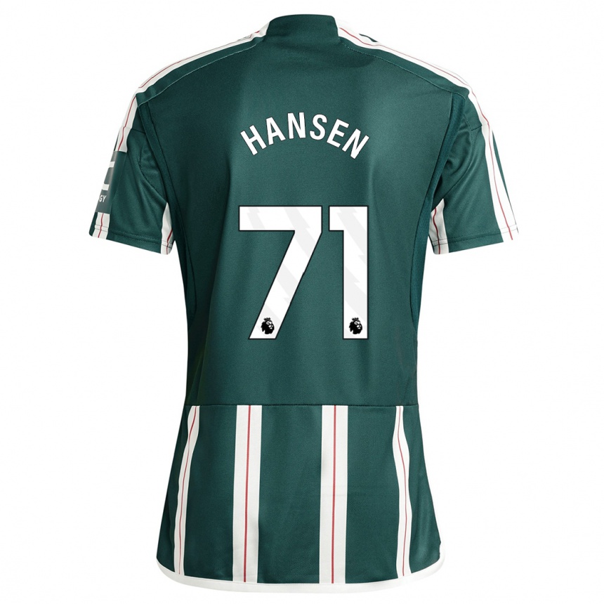 キッズフットボールイサク・ハンセン・アーロエン#71濃い緑色アウェイシャツ2023/24ジャージーユニフォーム