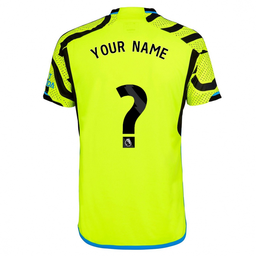 キッズフットボールあなたの名前#0黄色アウェイシャツ2023/24ジャージーユニフォーム