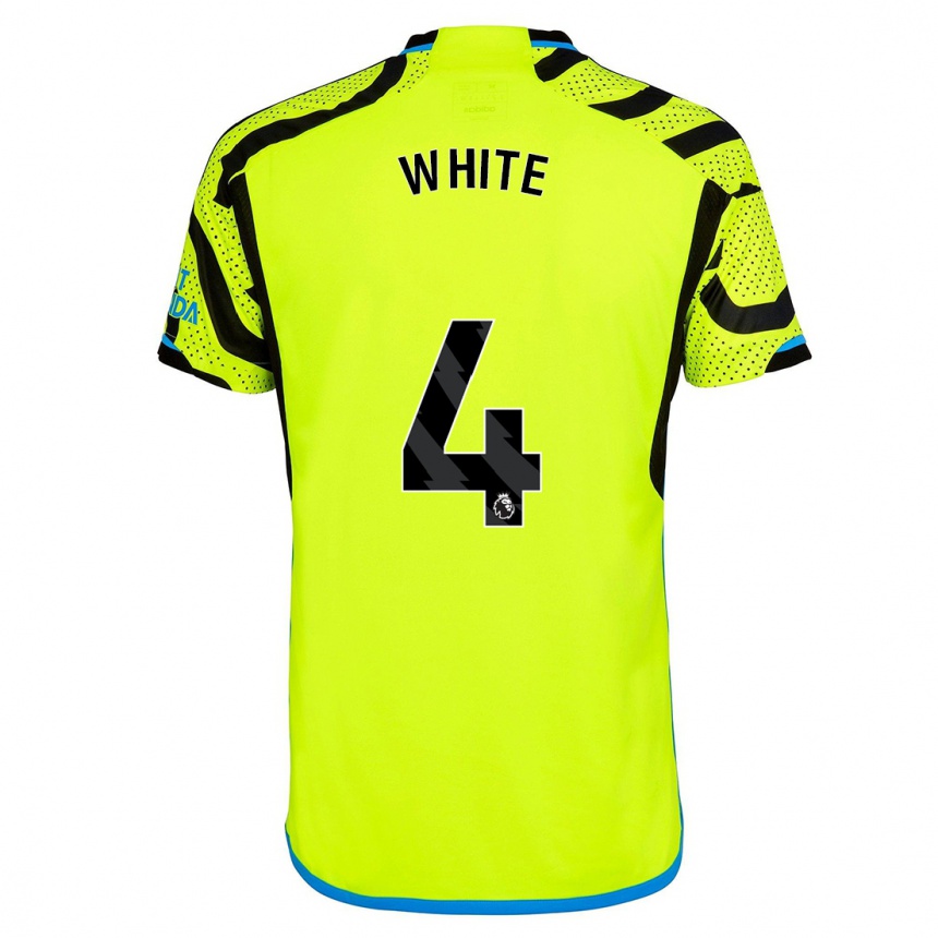 キッズフットボールベンホワイト#4黄色アウェイシャツ2023/24ジャージーユニフォーム