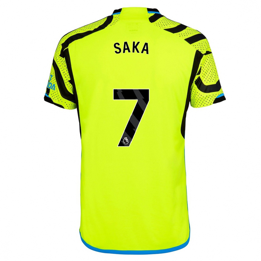 キッズフットボールブカヨ・サカ#7黄色アウェイシャツ2023/24ジャージーユニフォーム