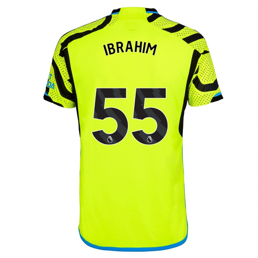 キッズフットボールブラッドレイ・イブラヒム#55黄色アウェイシャツ2023/24ジャージーユニフォーム