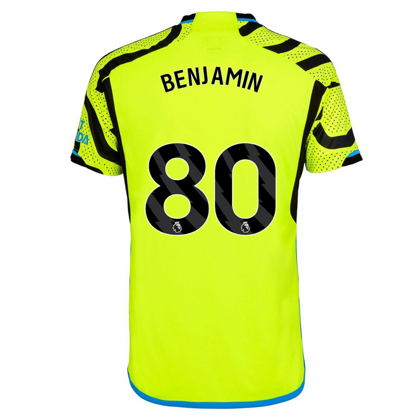 キッズフットボールオマリ・ベンジャミン#80黄色アウェイシャツ2023/24ジャージーユニフォーム