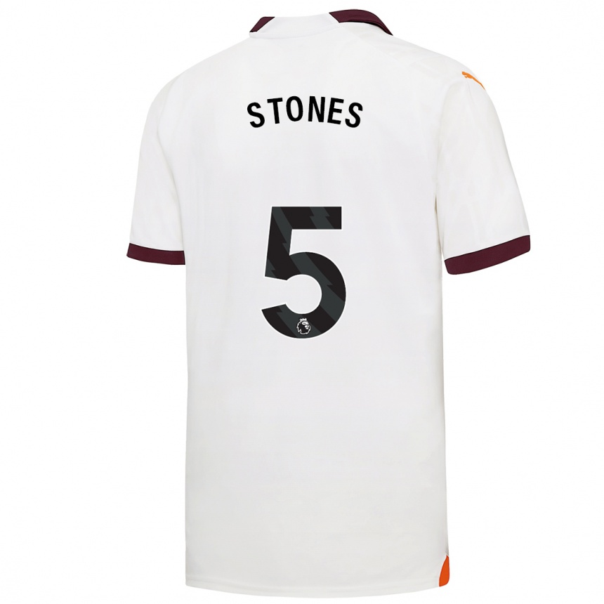 キッズフットボールジョン・ストーンズ#5白アウェイシャツ2023/24ジャージーユニフォーム