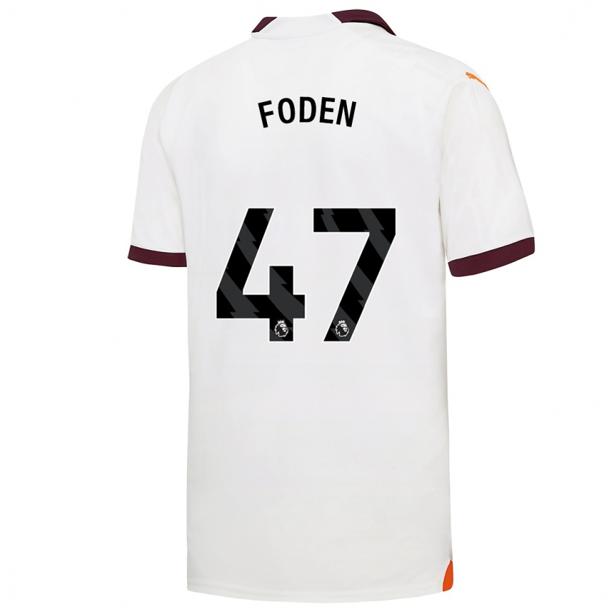 キッズフットボールフィル・フォーデン#47白アウェイシャツ2023/24ジャージーユニフォーム
