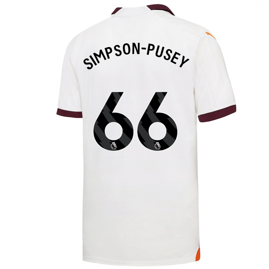 キッズフットボールジャフマイ・シンプソン・ピュゼー#66白アウェイシャツ2023/24ジャージーユニフォーム