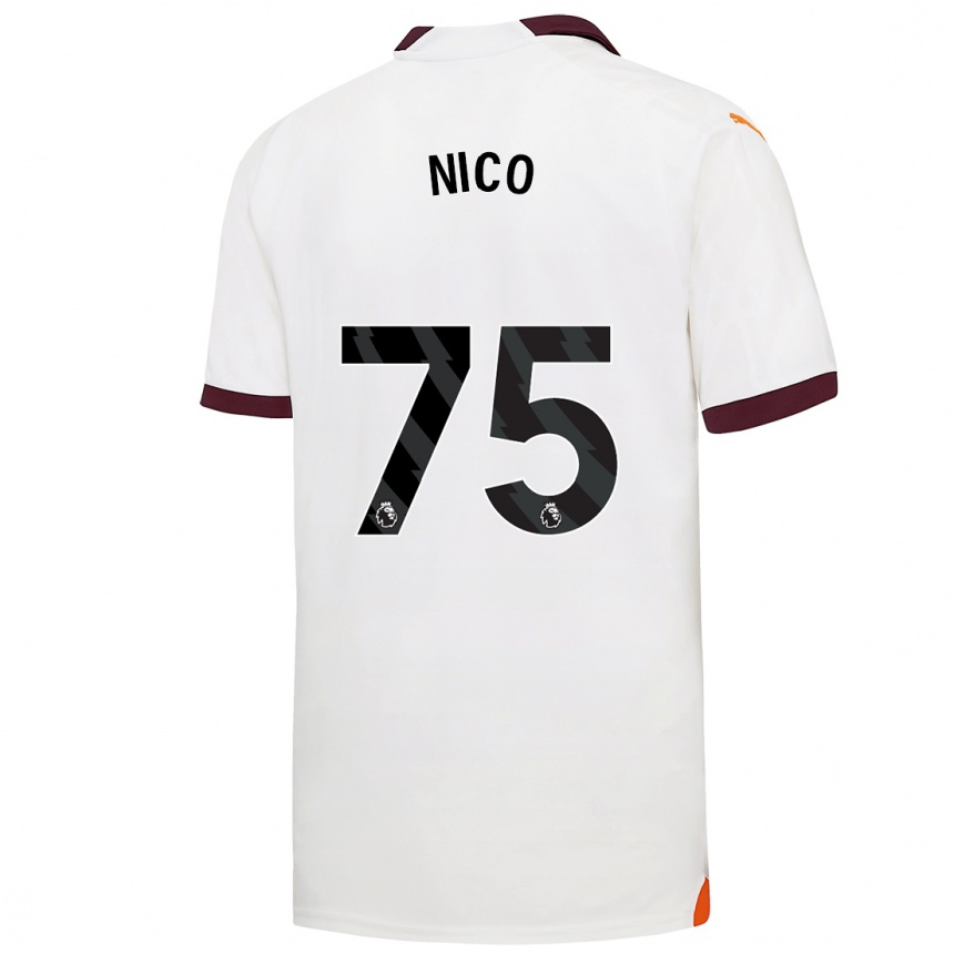 キッズフットボールニコ・オライリー#75白アウェイシャツ2023/24ジャージーユニフォーム