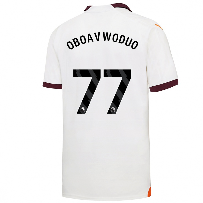 キッズフットボールジャスティン・オボワドゥオ#77白アウェイシャツ2023/24ジャージーユニフォーム