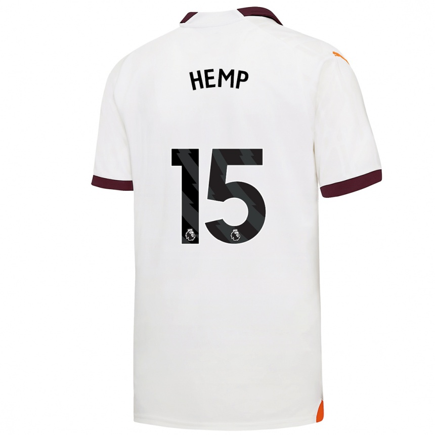 キッズフットボールローレン・ヘンプ#15白アウェイシャツ2023/24ジャージーユニフォーム