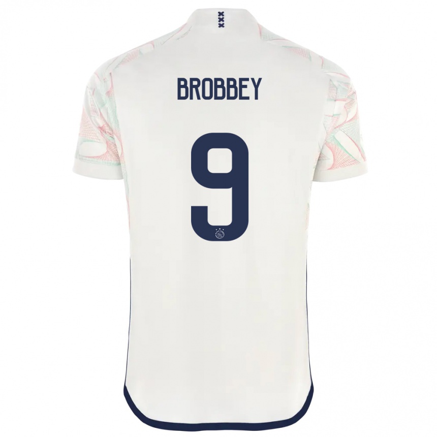 キッズフットボールブライアン・ブロビー#9白アウェイシャツ2023/24ジャージーユニフォーム