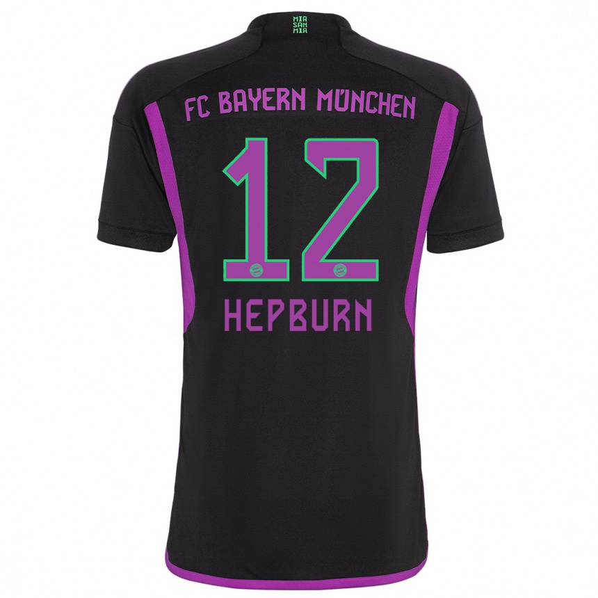 キッズフットボールバリー・ヘップバーン#12黒アウェイシャツ2023/24ジャージーユニフォーム