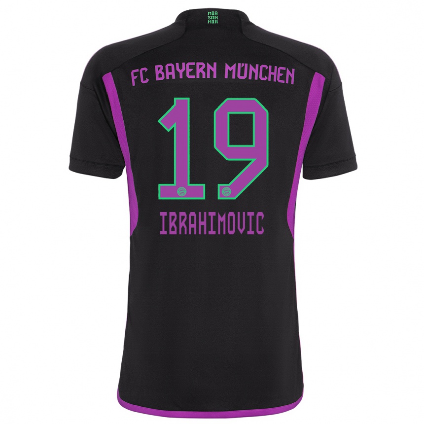 キッズフットボールアリヨン・イブラヒモヴィッチ#19黒アウェイシャツ2023/24ジャージーユニフォーム