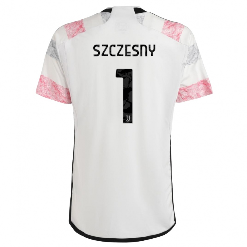 キッズフットボールヴォイチェフ・シュチェスニー#1ホワイトピンクアウェイシャツ2023/24ジャージーユニフォーム