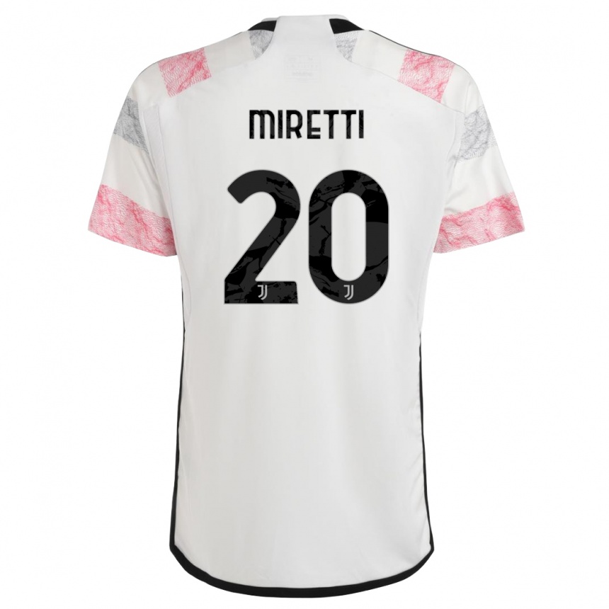 キッズフットボールファビオ・ミレッティ#20ホワイトピンクアウェイシャツ2023/24ジャージーユニフォーム