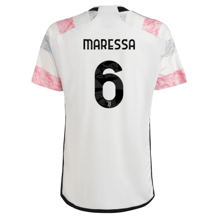 キッズフットボールトマソ・マレッサ#6ホワイトピンクアウェイシャツ2023/24ジャージーユニフォーム