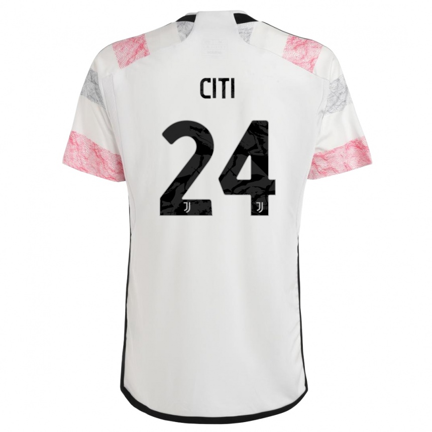 キッズフットボールアレッサンドロ・チティ#24ホワイトピンクアウェイシャツ2023/24ジャージーユニフォーム