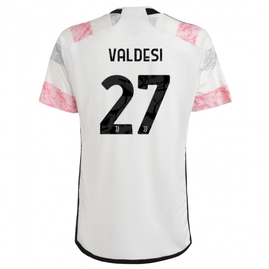 キッズフットボールアンドレア・ヴァルデシ#27ホワイトピンクアウェイシャツ2023/24ジャージーユニフォーム