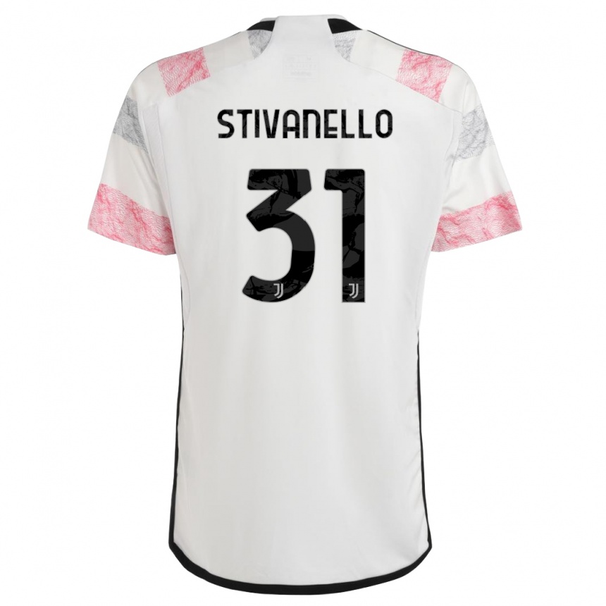 キッズフットボールリッカルド・スティヴァネッロ#31ホワイトピンクアウェイシャツ2023/24ジャージーユニフォーム