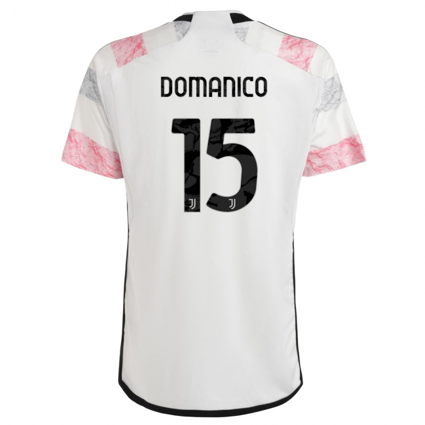 キッズフットボールサヴェリオ・ドマーニコ#15ホワイトピンクアウェイシャツ2023/24ジャージーユニフォーム