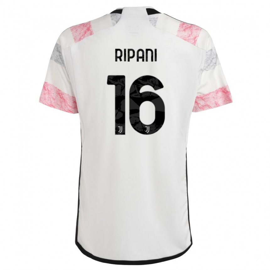 キッズフットボールディエゴ・リパーニ#16ホワイトピンクアウェイシャツ2023/24ジャージーユニフォーム