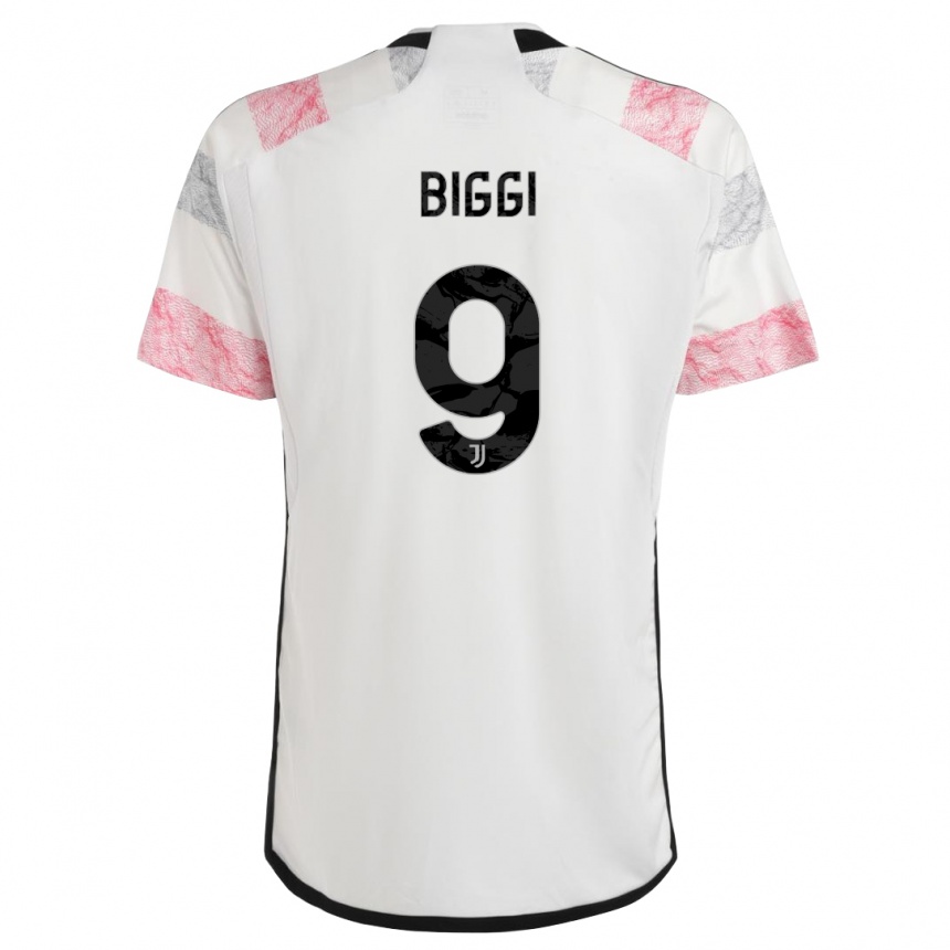 キッズフットボールシルバノ・ビギ#9ホワイトピンクアウェイシャツ2023/24ジャージーユニフォーム