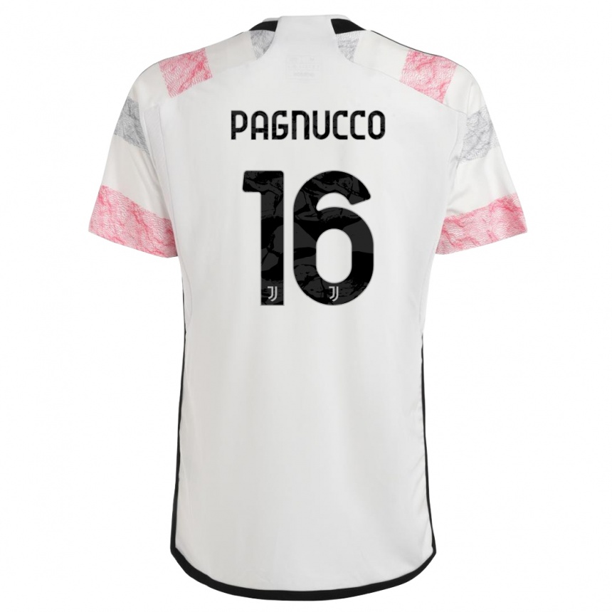 キッズフットボールフィリッポ・パグヌッコ#16ホワイトピンクアウェイシャツ2023/24ジャージーユニフォーム