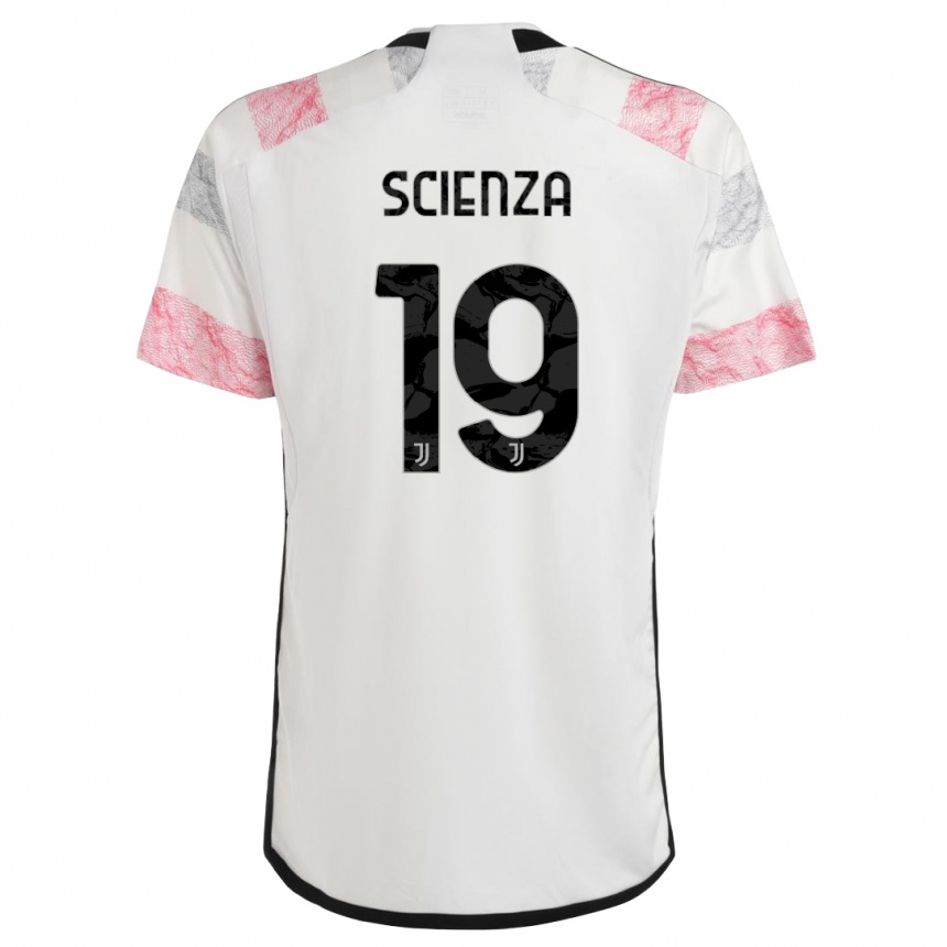 キッズフットボールミケーレ・シエンツァ#19ホワイトピンクアウェイシャツ2023/24ジャージーユニフォーム