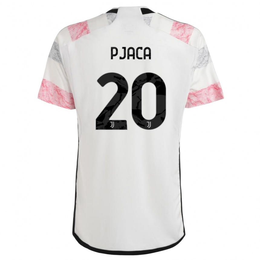 キッズフットボールマルコ・ピアツァ#20ホワイトピンクアウェイシャツ2023/24ジャージーユニフォーム