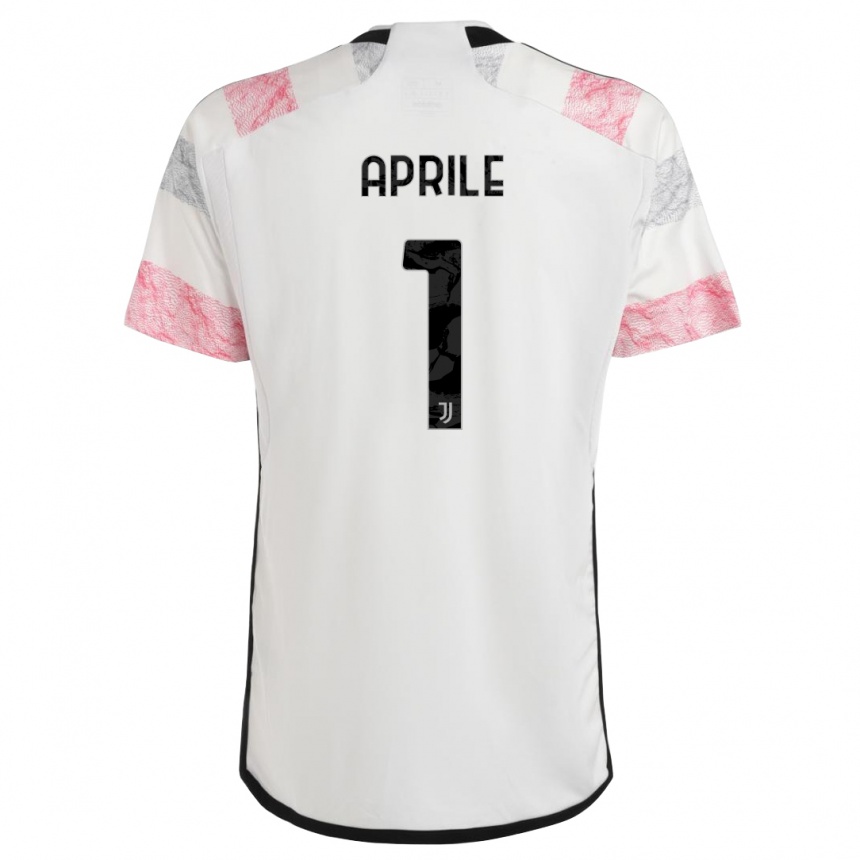 キッズフットボールロベルタ・アプリーレ#1ホワイトピンクアウェイシャツ2023/24ジャージーユニフォーム