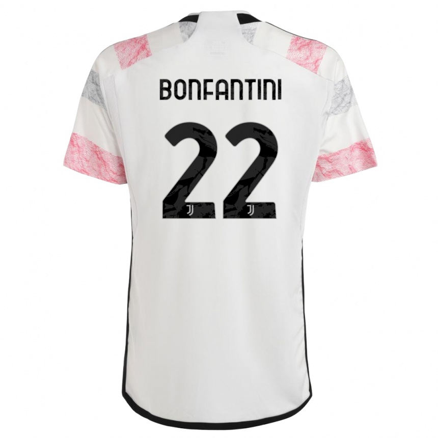 キッズフットボールアニェーゼ・ボンファンティーニ#22ホワイトピンクアウェイシャツ2023/24ジャージーユニフォーム