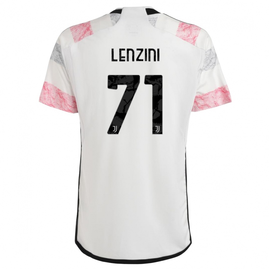 キッズフットボールマルティナ・レンジーニ#71ホワイトピンクアウェイシャツ2023/24ジャージーユニフォーム