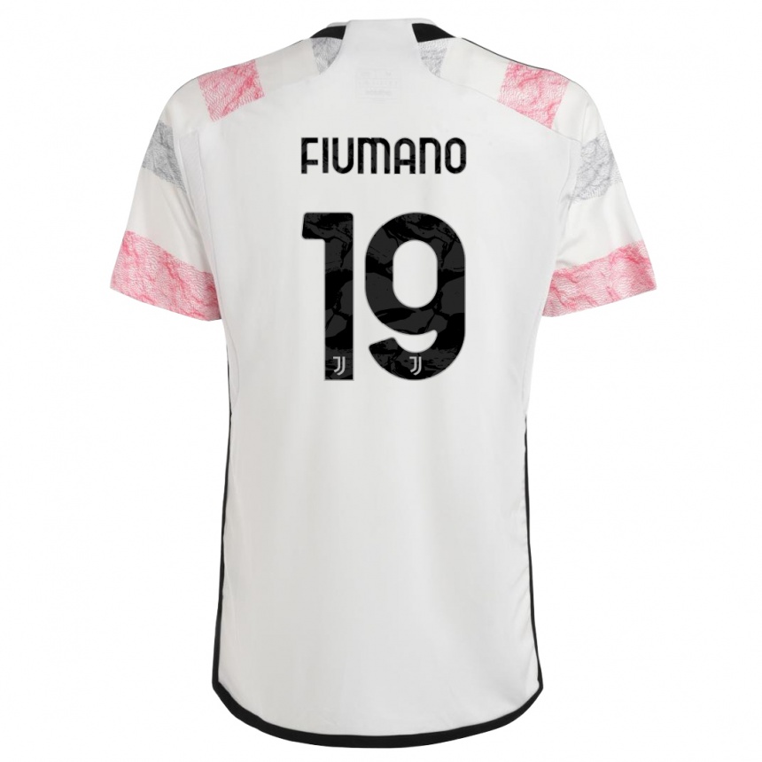 キッズフットボールフィリッポ・フィウマーノ#19ホワイトピンクアウェイシャツ2023/24ジャージーユニフォーム