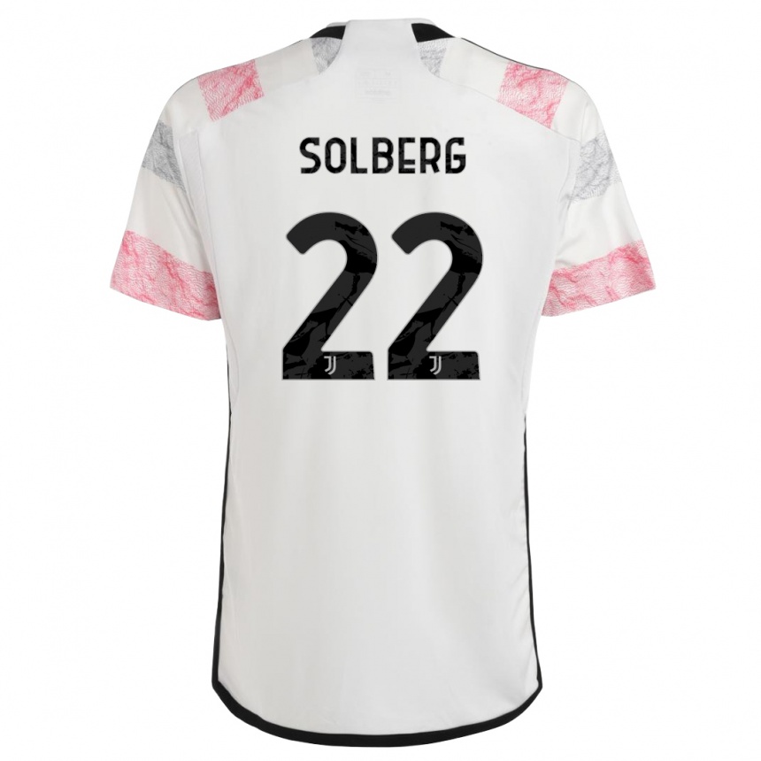 キッズフットボールエリアス・ソルバーグ#22ホワイトピンクアウェイシャツ2023/24ジャージーユニフォーム