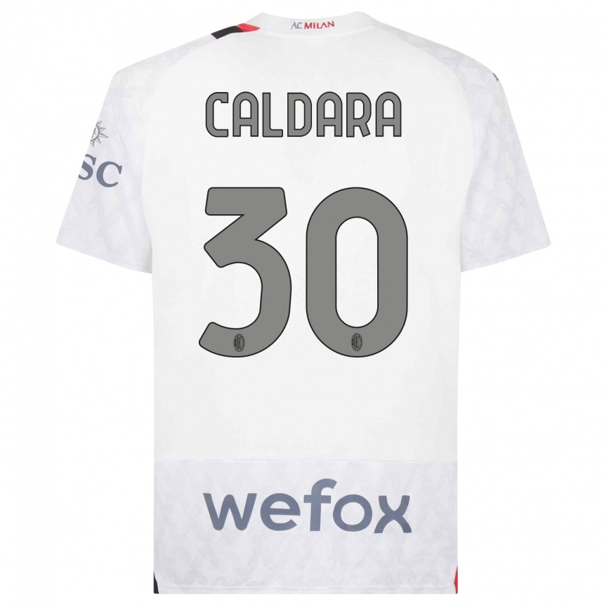 キッズフットボールマッティア・カルダーラ#30白アウェイシャツ2023/24ジャージーユニフォーム