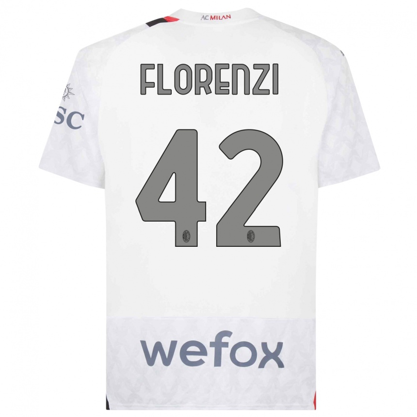 キッズフットボールアレッサンドロ・フロレンツィ#42白アウェイシャツ2023/24ジャージーユニフォーム