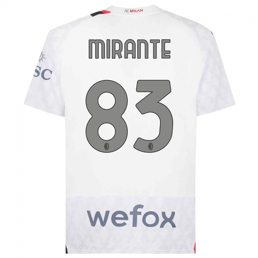 キッズフットボールアントニオ・ミランテ#83白アウェイシャツ2023/24ジャージーユニフォーム