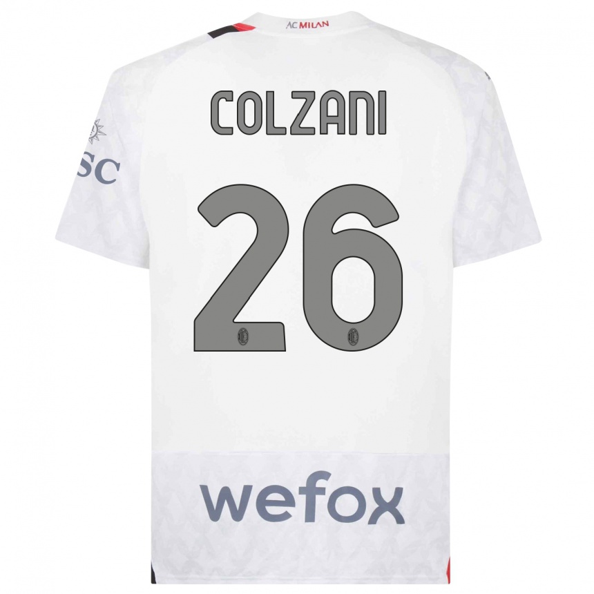 キッズフットボールエドアルド・コルザニ#26白アウェイシャツ2023/24ジャージーユニフォーム