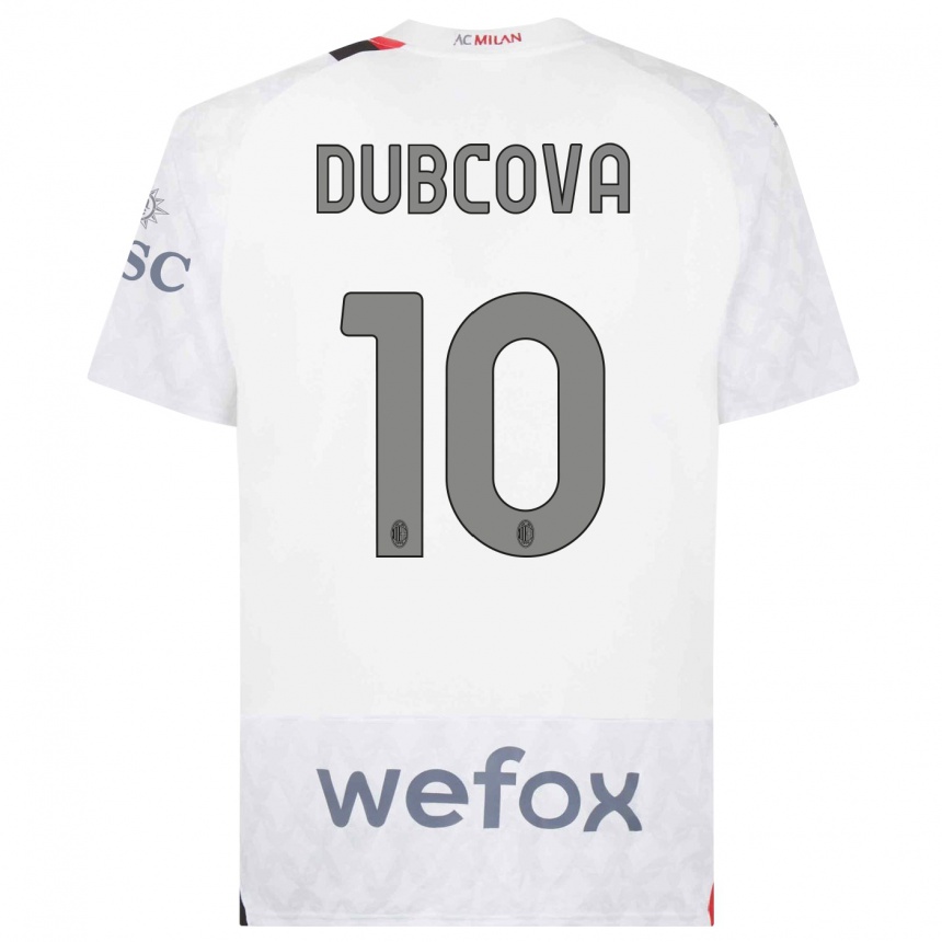 キッズフットボールカミラ・ドゥブコワ#10白アウェイシャツ2023/24ジャージーユニフォーム