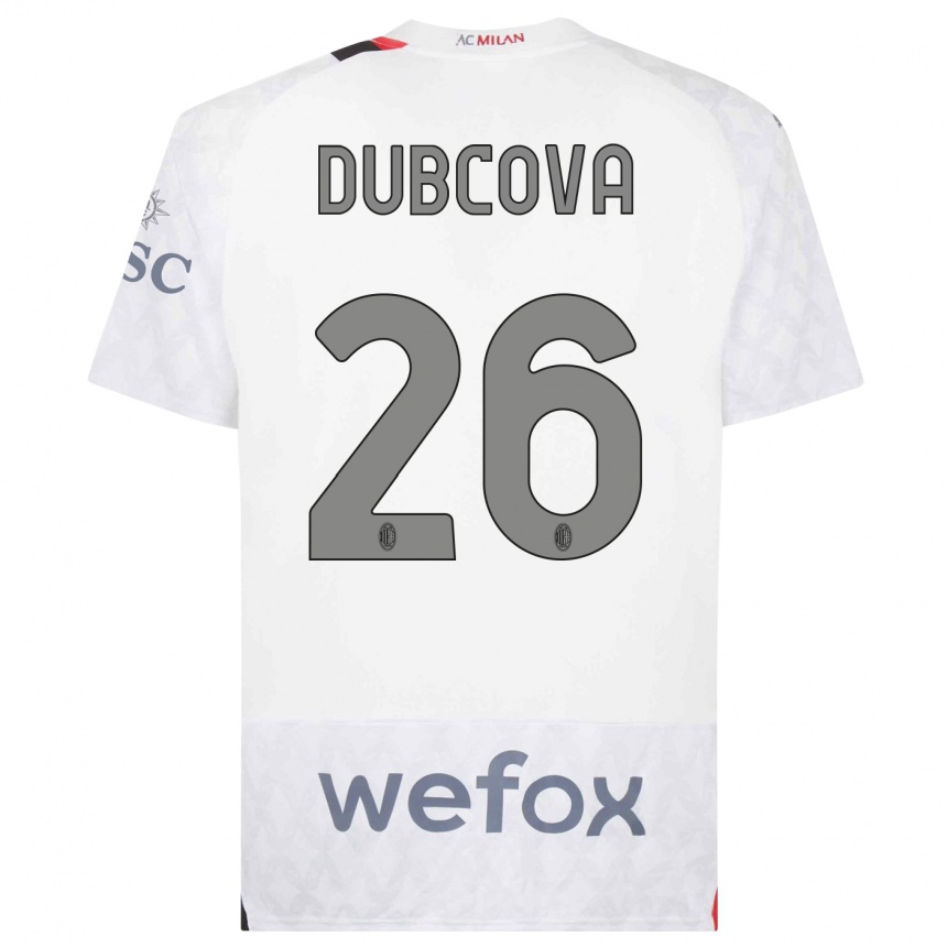 キッズフットボールミカエラ・ドゥブコワ#26白アウェイシャツ2023/24ジャージーユニフォーム