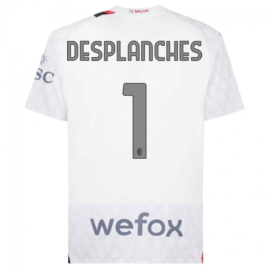 キッズフットボールセバスティアーノ・デプランシュ#1白アウェイシャツ2023/24ジャージーユニフォーム