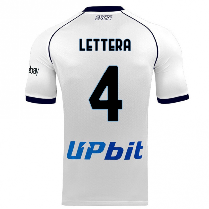 キッズフットボールアレッシオ・レッテラ#4白アウェイシャツ2023/24ジャージーユニフォーム