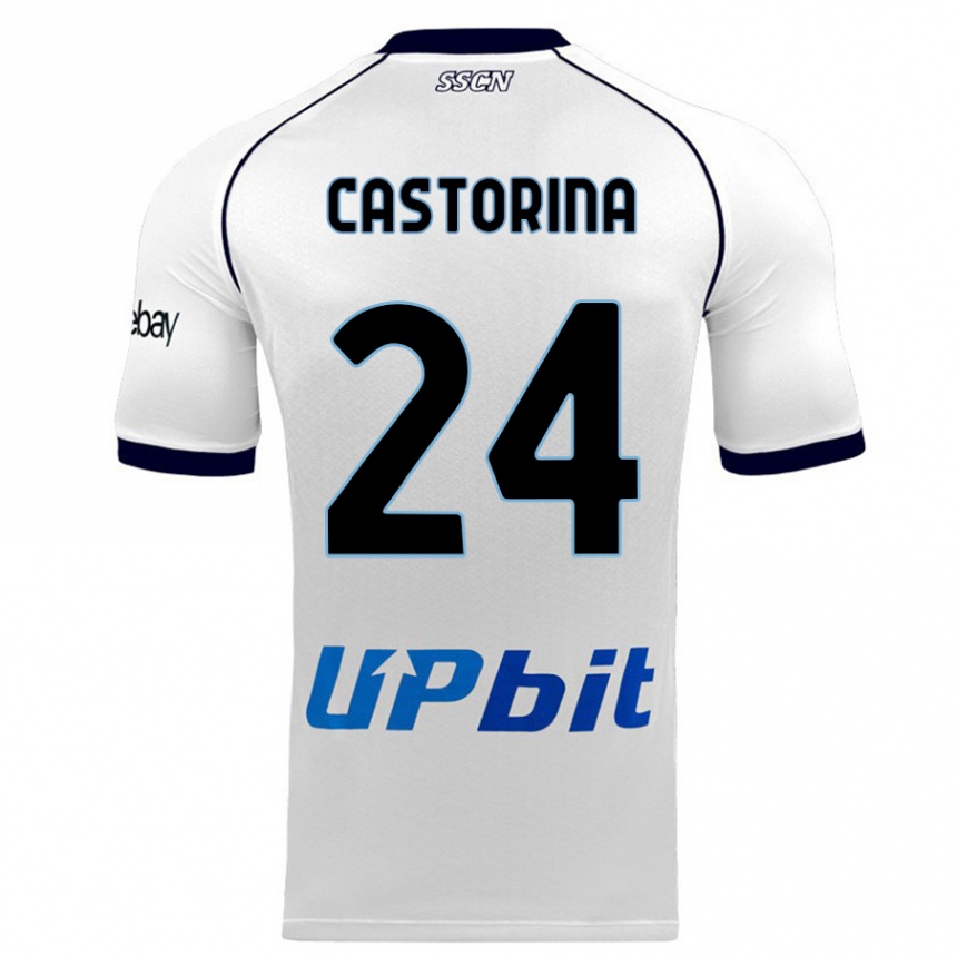 キッズフットボールアレッサンドロ・カストリナ#24白アウェイシャツ2023/24ジャージーユニフォーム