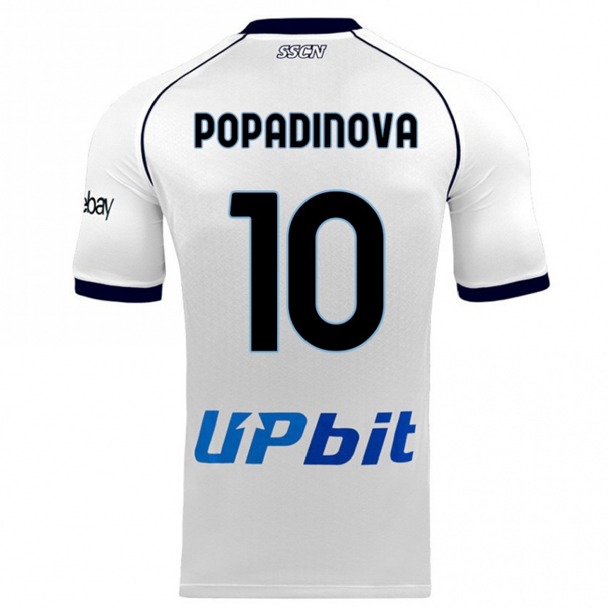 キッズフットボールエヴドキヤ・ポパディノワ#10白アウェイシャツ2023/24ジャージーユニフォーム