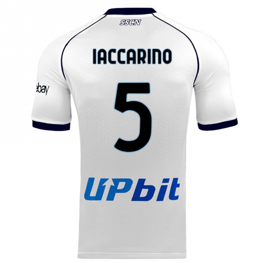 キッズフットボールジェンナーロ・イアカリノ#5白アウェイシャツ2023/24ジャージーユニフォーム