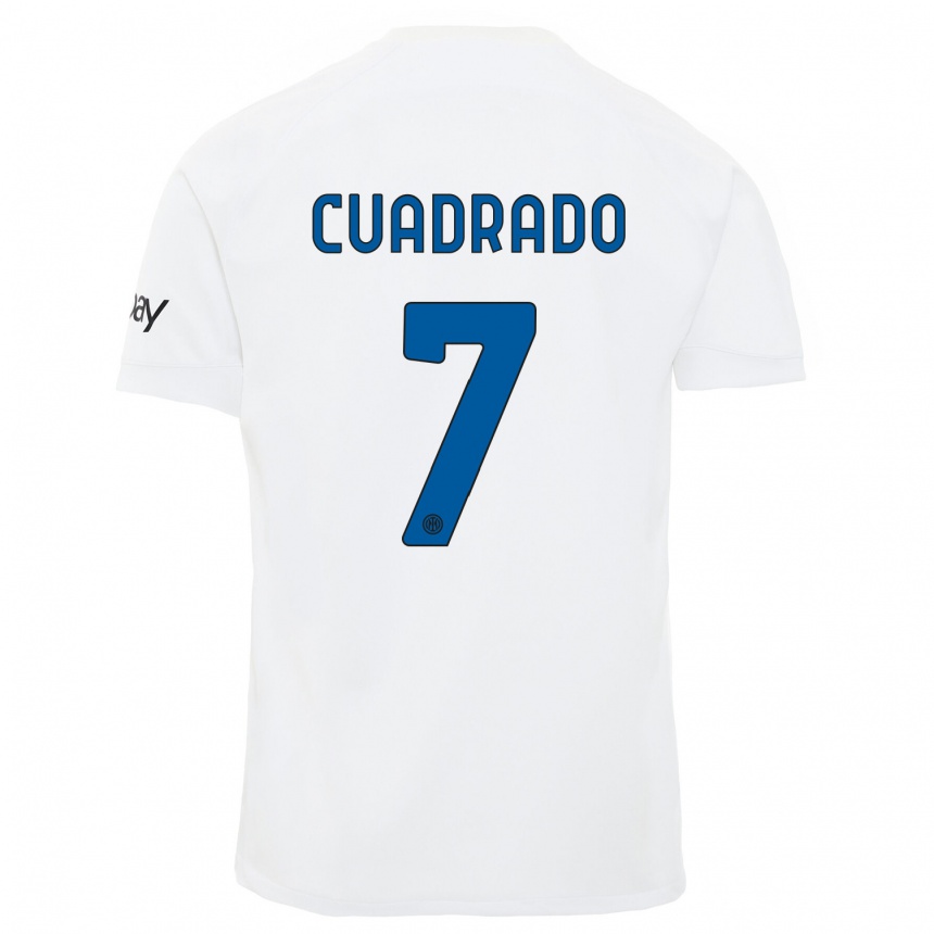 キッズフットボールフアン・クアドラード#7白アウェイシャツ2023/24ジャージーユニフォーム