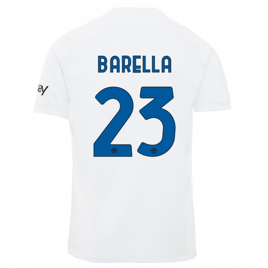 キッズフットボールニコロ・バレッラ#23白アウェイシャツ2023/24ジャージーユニフォーム